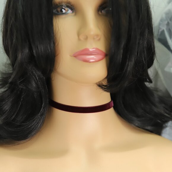 Maroon Velvet Choker Maroon Swiss velvet Adjustable Necklace red Chokers (#52) - Picture 5 of 12